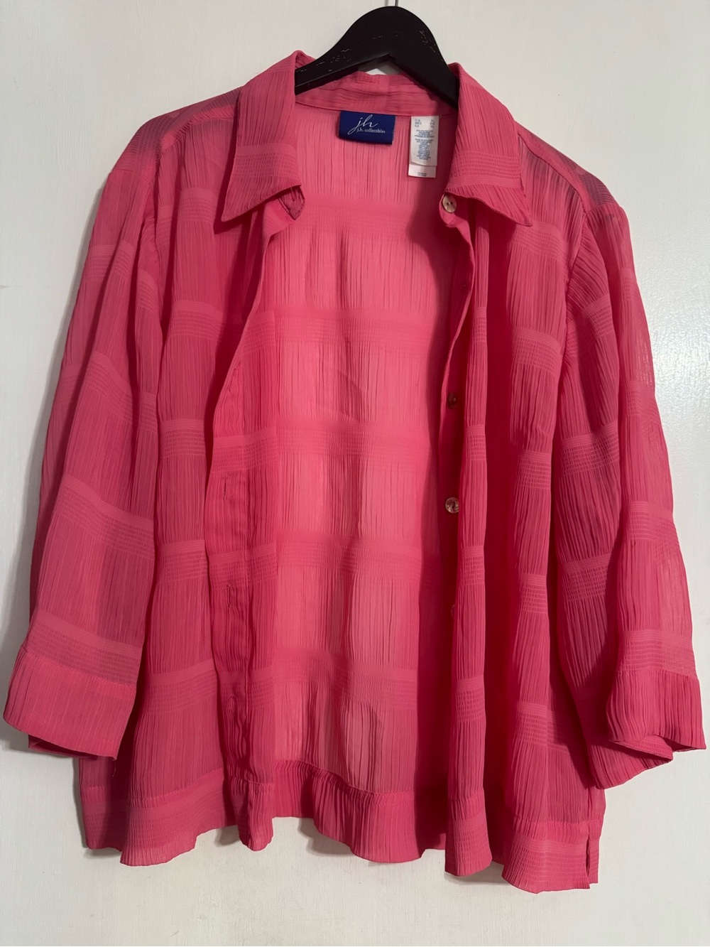 J. Jill Bright Pink Textured Button-Front Shirt